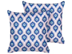 Set of 2 Outdoor Cushions CERIANA Blue