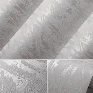 Grey Plain Effect Non Woven Embossed Patterned Wallpaper