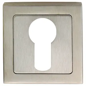 Square Euro Profile Escutcheon Concealed Fix 52 x 52mm Bright Satin Steel