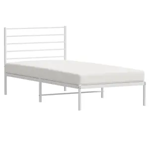 Berkfield Metal Bed Frame with Headboard White 75x190 cm 2FT6 Small Single