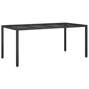 Berkfield Garden Table Black 190x90x75 cm Tempered Glass and Poly Rattan