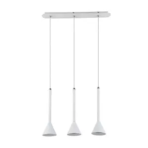 Luminosa Modern Hanging Pendant White 3 Light  with White Shade LED, GU10