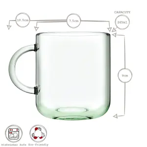 Pasabahce Aware Iconic Recycled Glass Mugs - 245ml - Green - Pack of 12