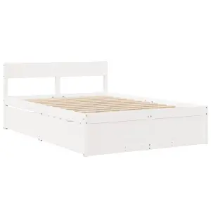 Berkfield Bed Frame without Mattress White 135x190 cm Double Solid Wood Pine