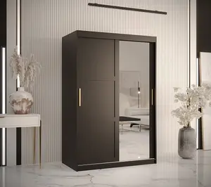 Ramiro II Contemporary 2 Sliding Door Wardrobe 5 Shelves 2 Rails Black Matt (H)2000mm (W)1200mm (D)620mm