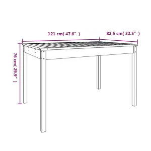 Berkfield Garden Table Honey Brown 121x82.5x76 cm Solid Wood Pine