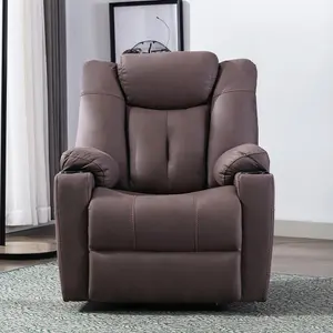 Afton Electric Fabric Auto Recliner Armchair Gaming USB Lounge Sofa Chair Brown