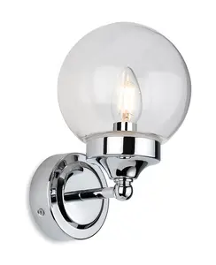 Luminosa Oscar Bathroom Globe Wall Light Chrome with Clear Glass IP44