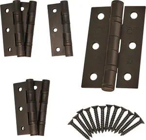 EAI - 4" Door Hinges & Screws G11 FD30/60 - 102x76x2.7mm Square - Dark Bronze Pack of 3 Pairs