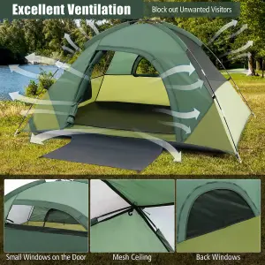 Costway 2-person Camping Tent Outdoor Portable Double-layer Tent w/ Removable Rain Fly