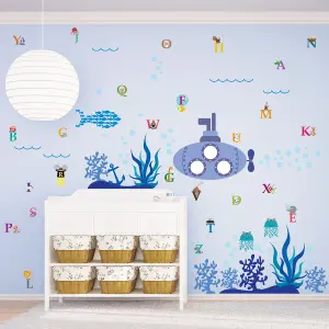 Walplus Combo Kids Ocean World Wall Sticker - Walplus Alphabet PVC