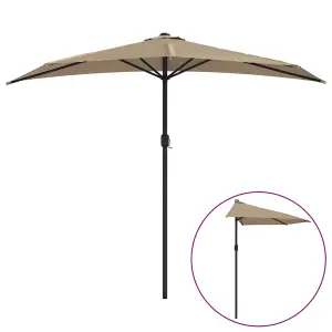 Berkfield Balcony Parasol with Aluminium Pole Taupe 270x135 cm Half