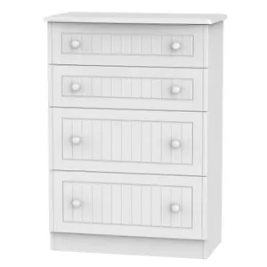 Warwick Ready assembled Matt white 4 Drawer Deep Chest of drawers (H)1075mm (W)765mm (D)415mm