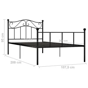 Berkfield Bed Frame Black Metal 100x200 cm