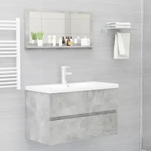 Dorlene Framed Wall Mounted Bathroom Mirror Concrete Grey / 80 cm