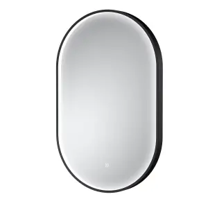 Contemporary Oval Inset Framed LED Touch Sensor Mirror - 800 x 500mm - Black - Balterley