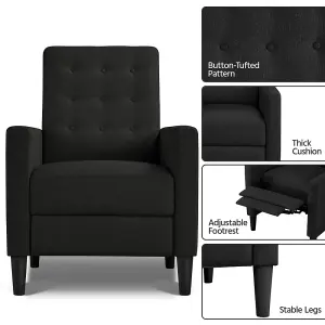 Yaheetech Black Fabric Recliner Sofa with Adjustable Back