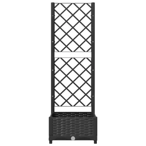 Berkfield Garden Planter with Trellis Black 40x40x121.5 cm PP