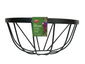 Garden Wall Trough Planter 16 Inch Wrought Iron Wall Mounted Black Flower Basket