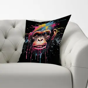 Multi Coloured Monkey Face Splashart Cushions 60cm x 60cm