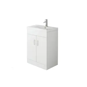 Nes Home Kerley Small Freestanding Bathroom Cloakroom Vanity Cabinet Unit with Basin Sink