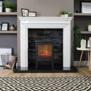 Focal Point Malmo 1.8kW Matt Black Cast iron effect Electric Stove (H)548mm (W)390mm