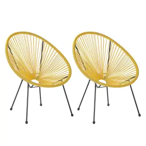 Set of 2 Garden Chairs ACAPULCO II PE Rattan Yellow