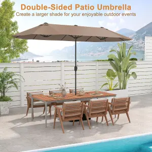 Costway 4 x 2M Patio Umbrella Outdoor Double-sided Market Umbrella W/ Umbrella Base Tan