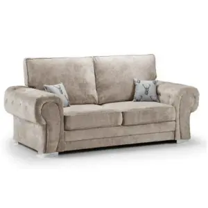 Milan Fabric 3 Piece Sofa Suite Mink Full Back Chesterfield Style