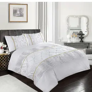 Eleanor Embellished White Super King Duvet Cover Set