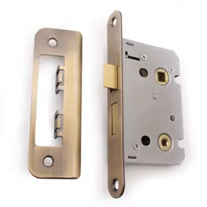 EAI Bathroom Lock 65mm / 44mm Backset ANTIQUE BRASS for Wooden Bathrooms Accepts 5mm Square Spindle CE UKCA & Fire Door App