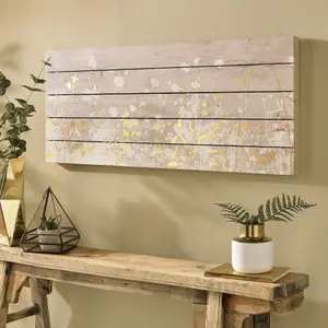 Metallic Meadow Print On Wood Floral Wall Art