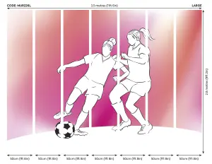 Origin Murals Girls Playing Football Pink Matt Smooth Paste the Wall Mural 350cm wide x 280cm high