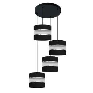 Luminosa Helen Cluster Pendant Ceiling Light Black, Silver 35cm