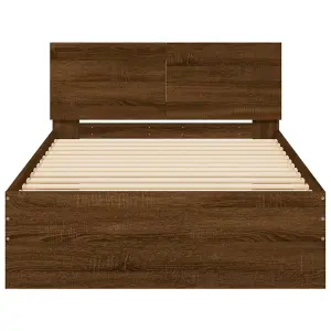 Berkfield Bed Frame without Mattress with LED Lights Brown Oak 100x200 cm