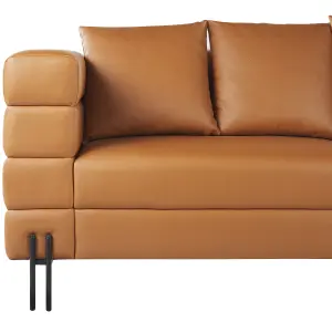 3 Seater Faux Leather Sofa Brown GRANNA