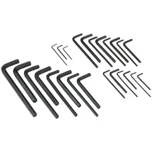 25 Piece Hex Key Set - Durable Steel with Long Imperial & Short Metric Sizes in Tool Roll