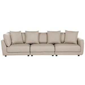 3 Seater Fabric Sofa with Ottoman Beige SIGTUNA