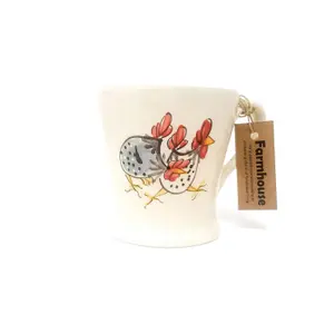 Farmhouse Hand Painted Ceramic Kitchen Dining Set of 2 Breakfast Mugs (D) 10.5cm x (H) 11cm