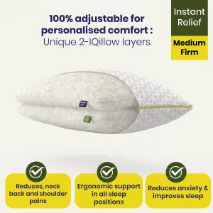 Brightr Luna 2 pack  Best Memory Foam Pillow for Neck Pain & Side  Sleepers - Medium Firm