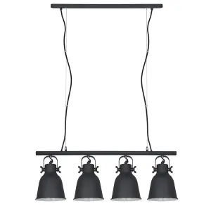 Luminosa Scandinavian Hanging Pendant White, Black 4 Light  with Black, White Shade, E27