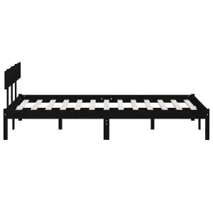 Berkfield Bed Frame Black Solid Wood Pine 150x200 cm King Size