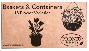 Pronto Seed Bumper Baskets & Containers Flower Seed Variety Pack.  18 Varieties, Over 1400 Seeds