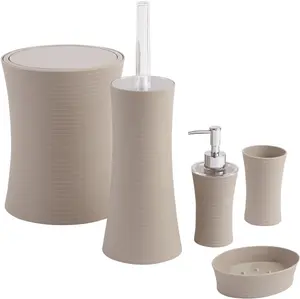 GoodHome Drina Taupe ABS plastic Rubber effect Toilet brush & holder