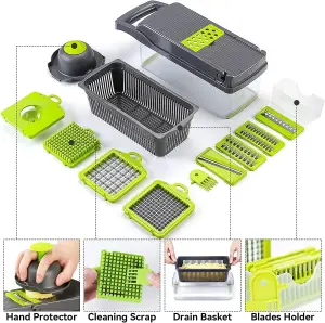 15 in 1 Mandolin Slicer And Chopper - Multifunctional Vegetable Chopper - Stainless Steel Blades And Food-Grade Material