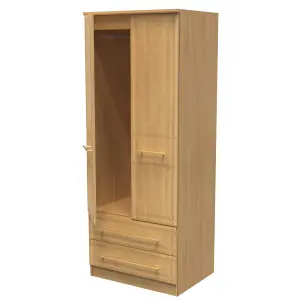 Norfolk 2 Door 2 Drawer Wardrobe with Shelf & Hanging Rail in Modern Oak (Ready Assembled)