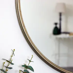 Melody Maison Large Round Champagne Gold Wall Mirror 70cm x 70cm