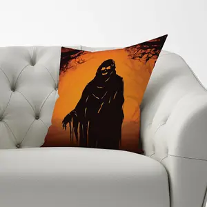 A Spooky Black And Orange Ghost Cushions 33cm x 48cm