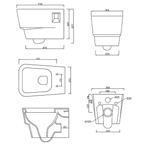 SunDaze Bathroom Modern White Wall Hung Pan with Soft UF Seat Cover