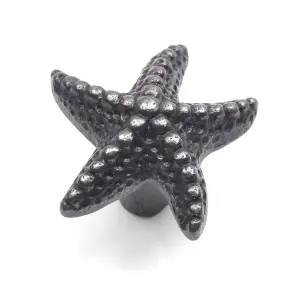 Oakcrafts - Small Antique Cast Iron Starfish Cabinet Knob - Approx 45mm - Pack of 2